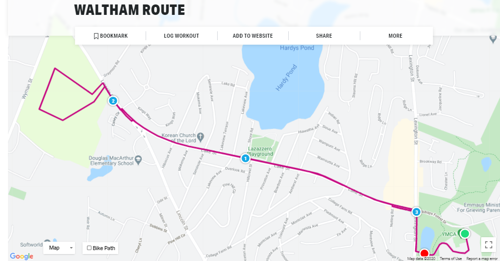 Waltham 5K Route