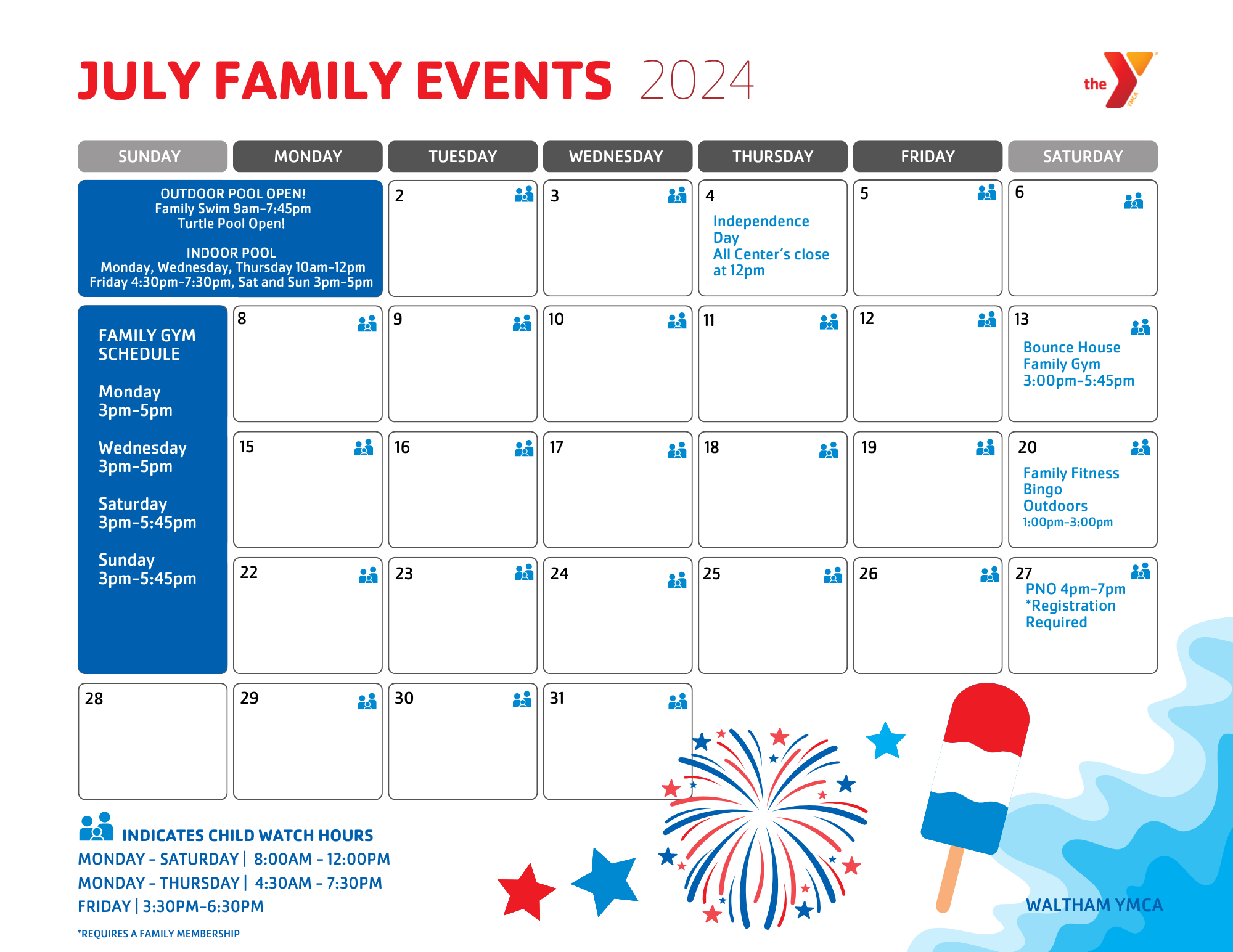 Waltham July Family Calendar