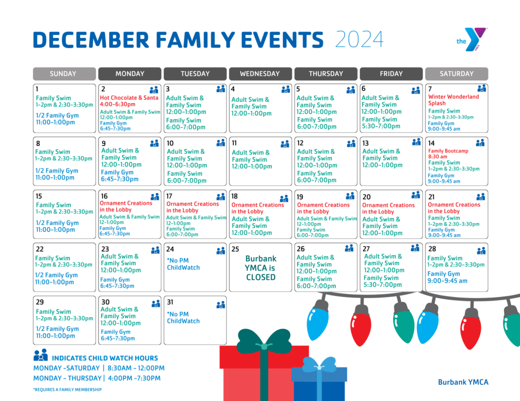 Burbank December Family Event Calendar