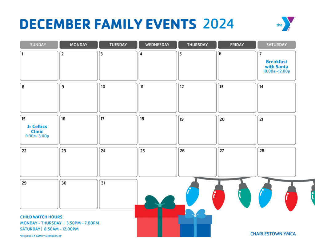 Charlestown December family calendar