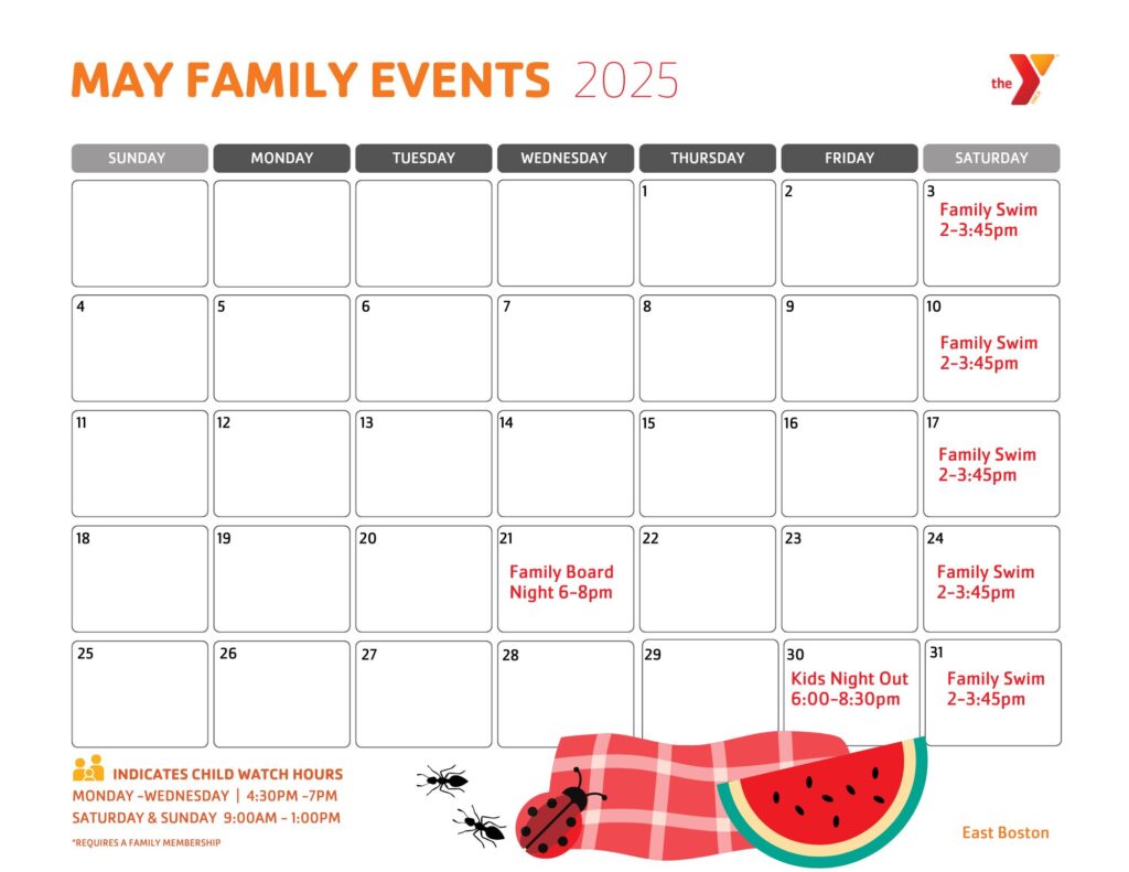 East Boston May family calendar