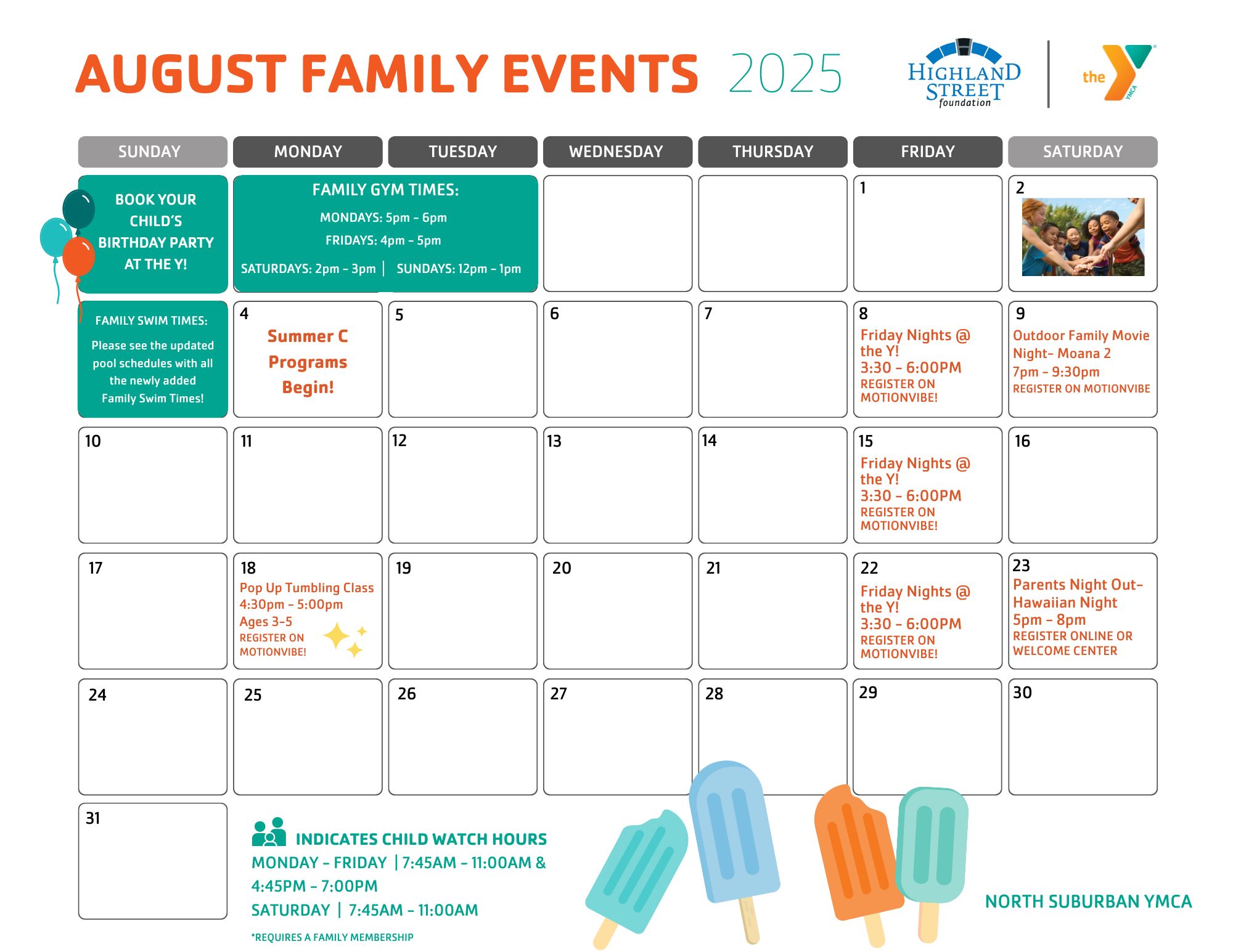 North suburban family calendar