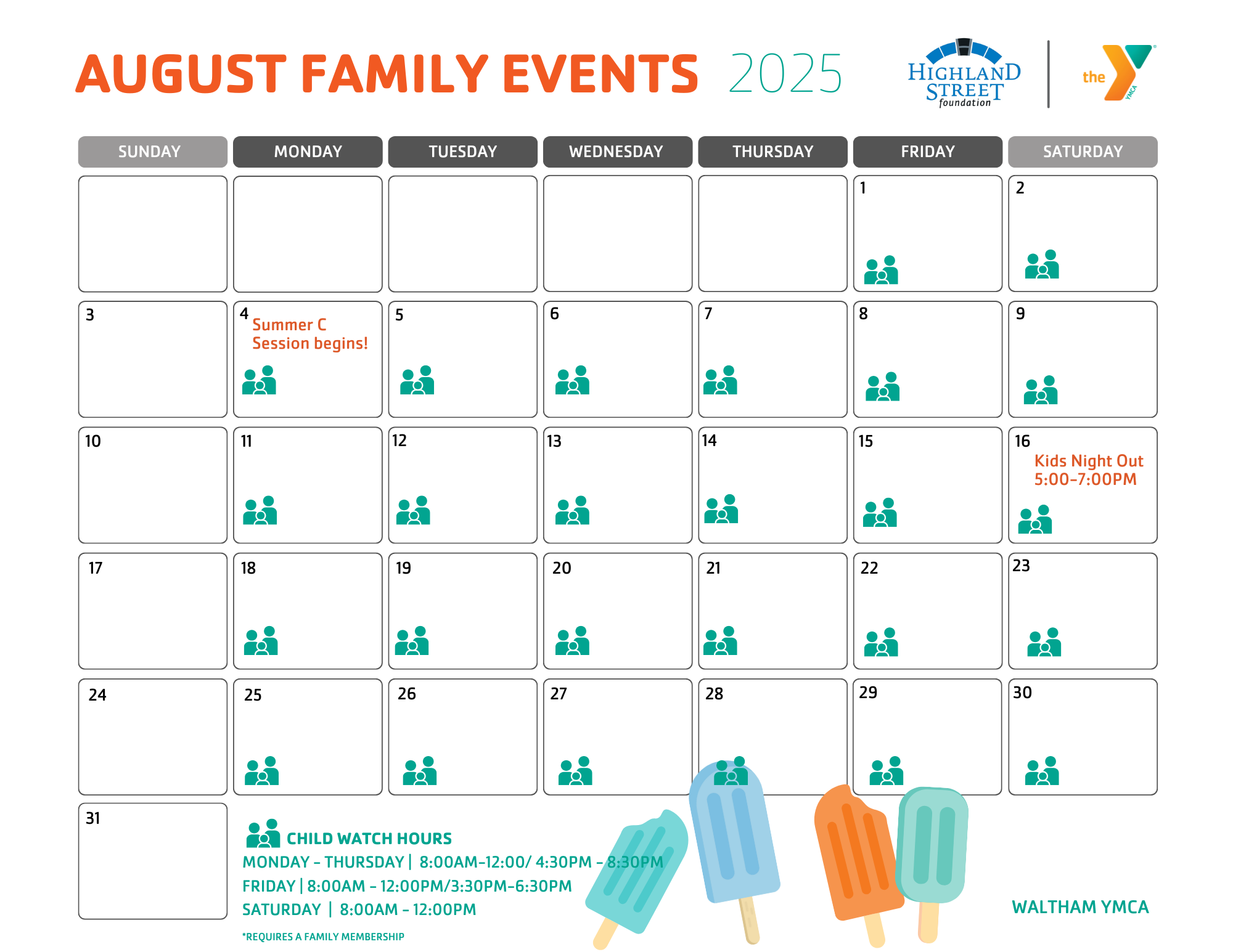 Waltham family calendar