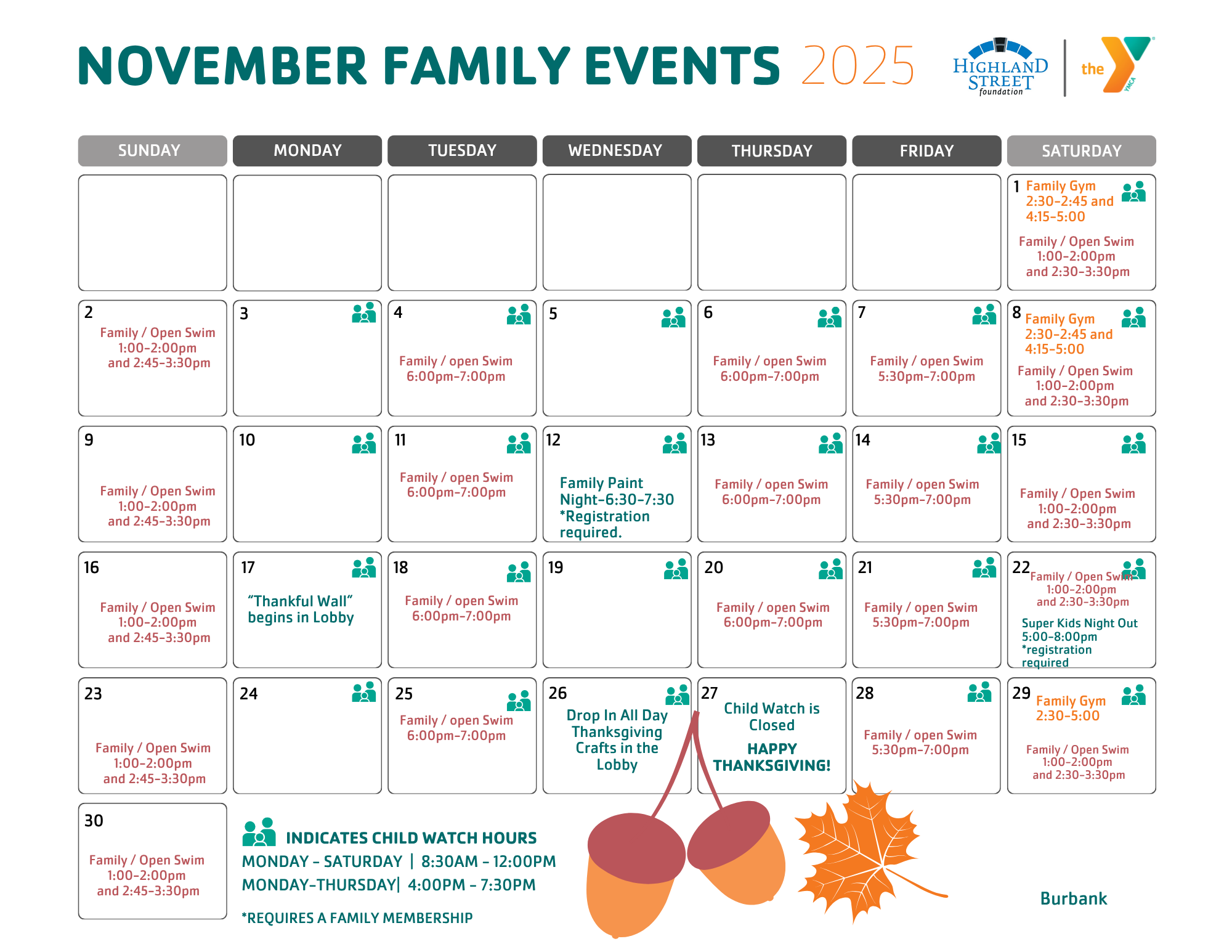 burbank family calendar