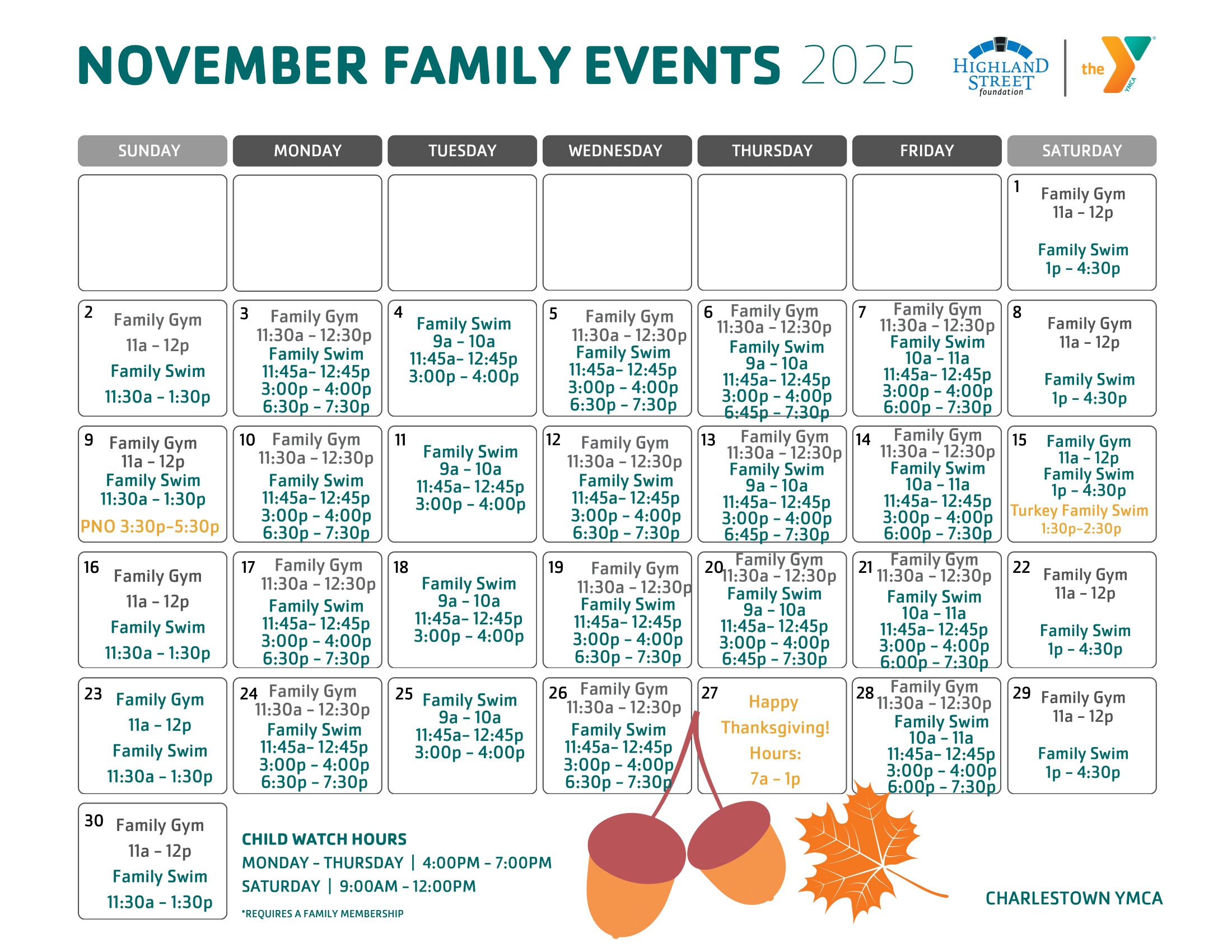 charlestown family calendar