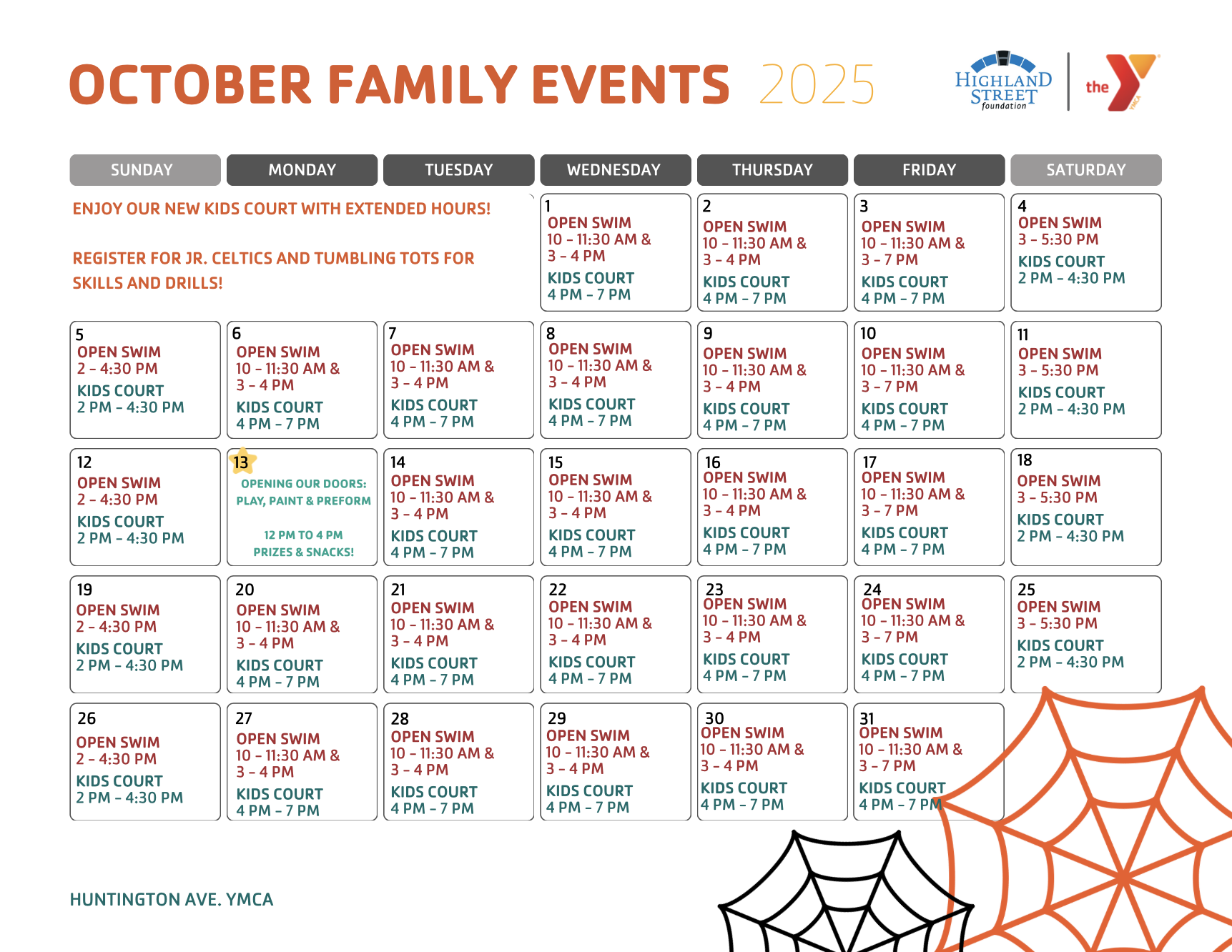 huntington family calendar for october