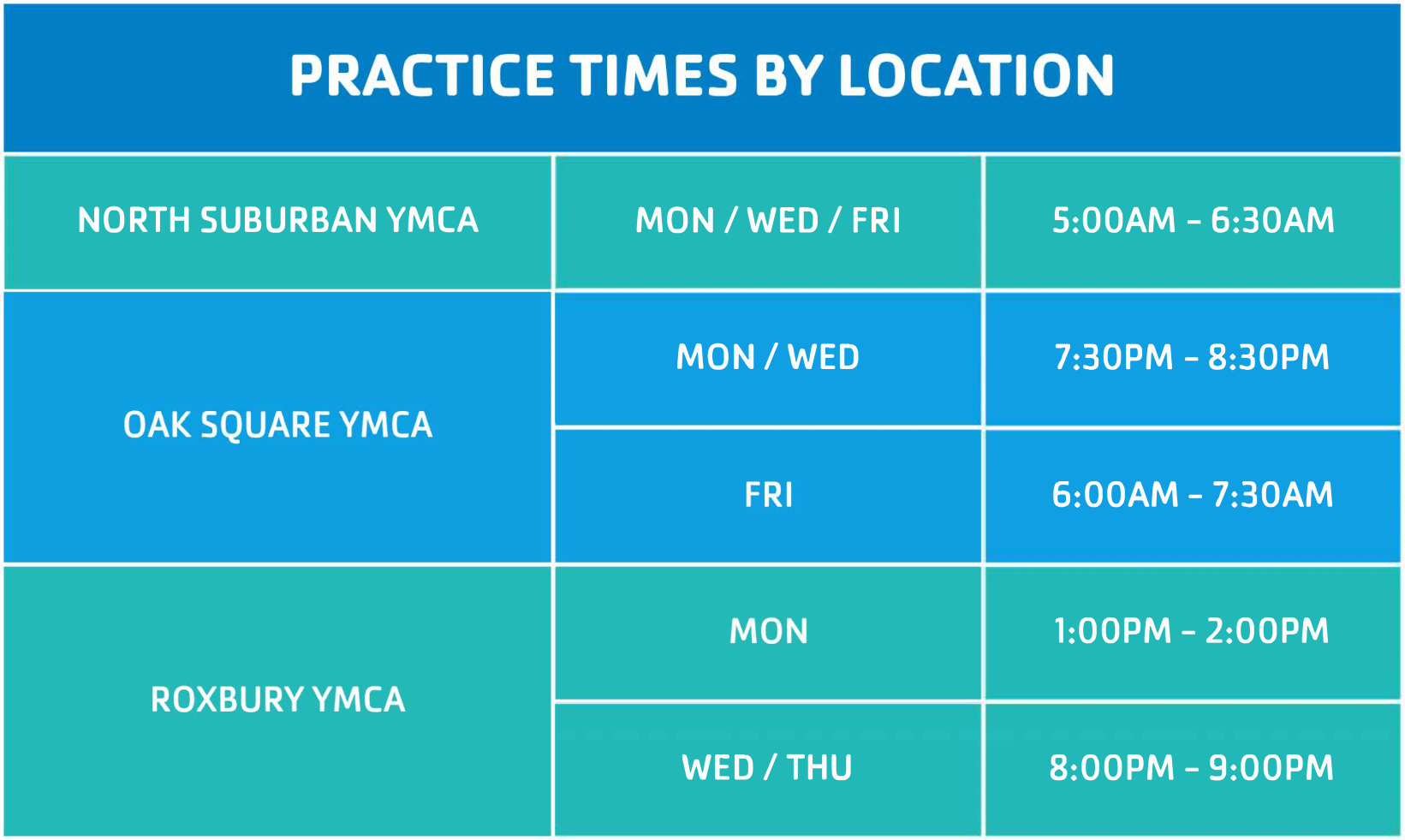 Masters swim schedule hours by ymca center