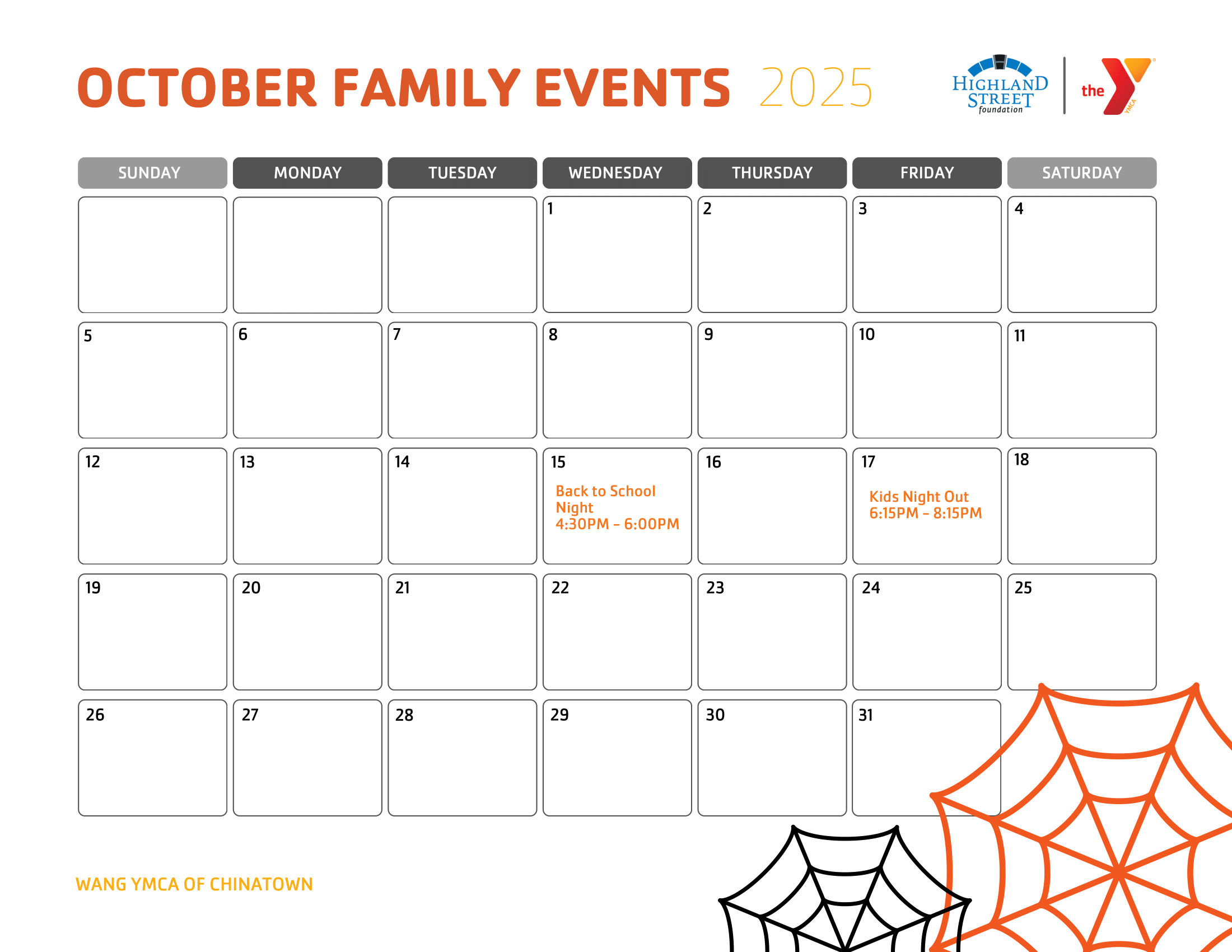wang ymca family calendar
