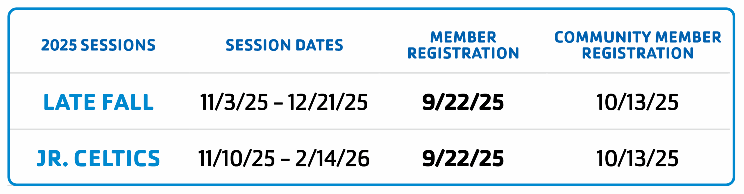 program dates for winter 2025