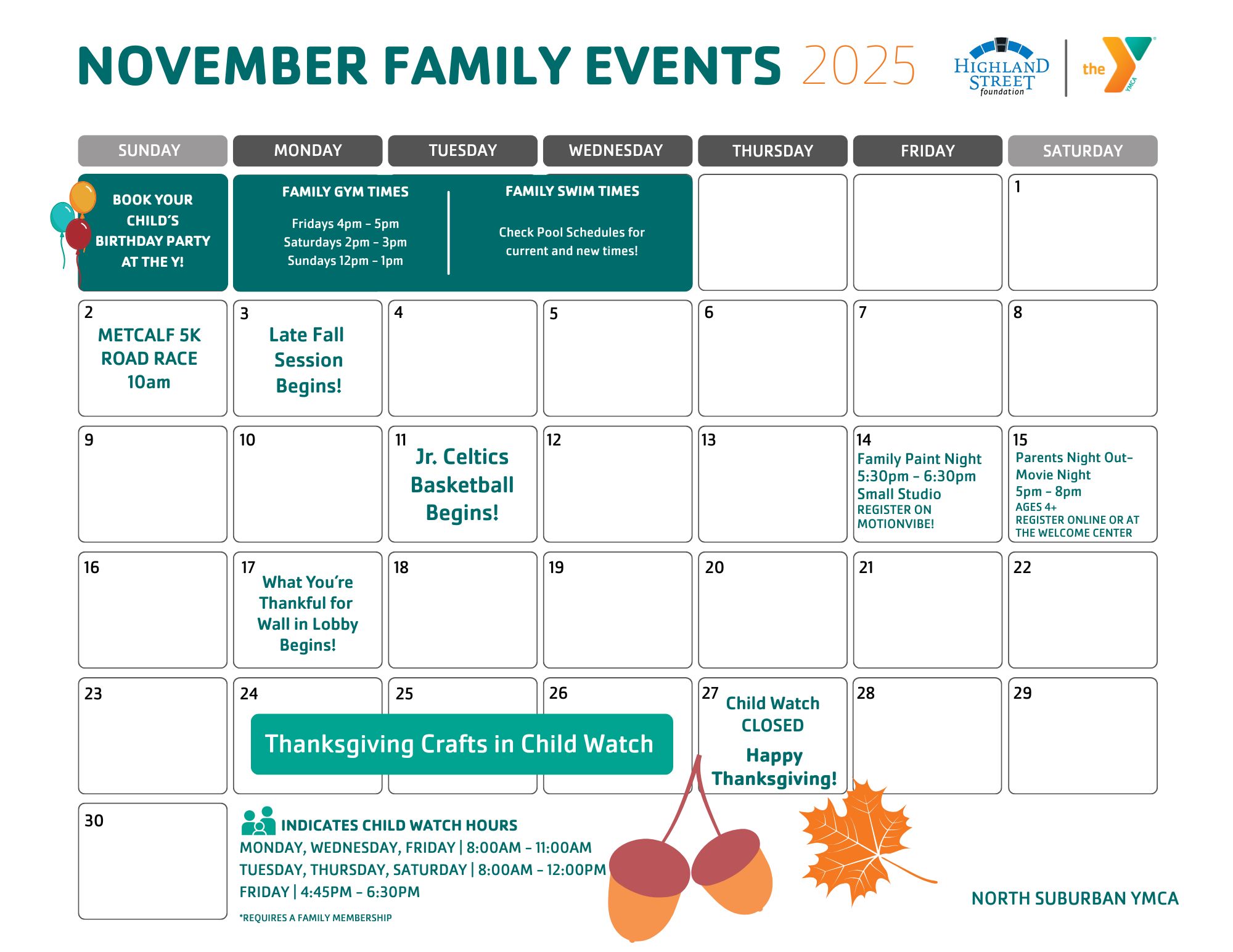 north suburban family calendar