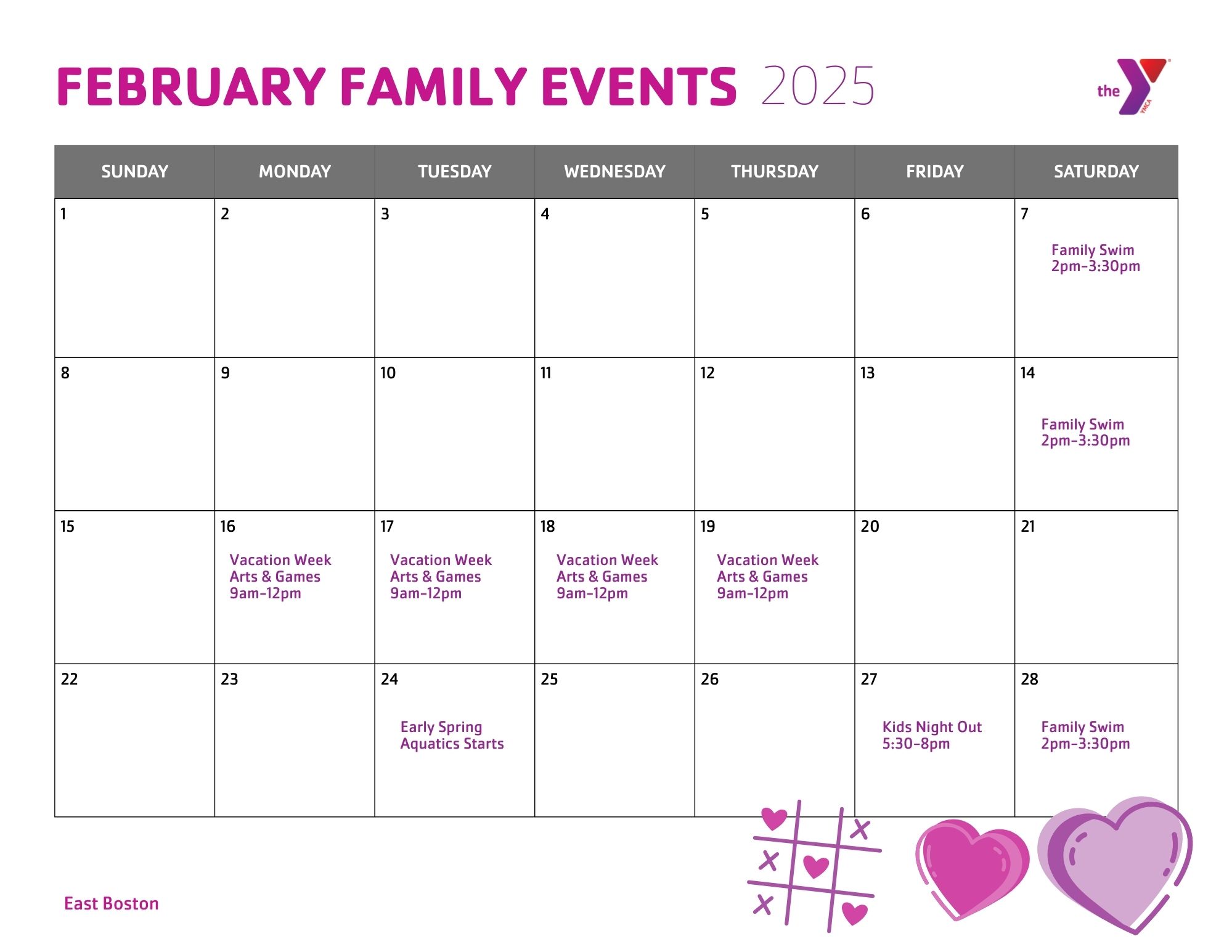 East Boston Family calendar February 2026