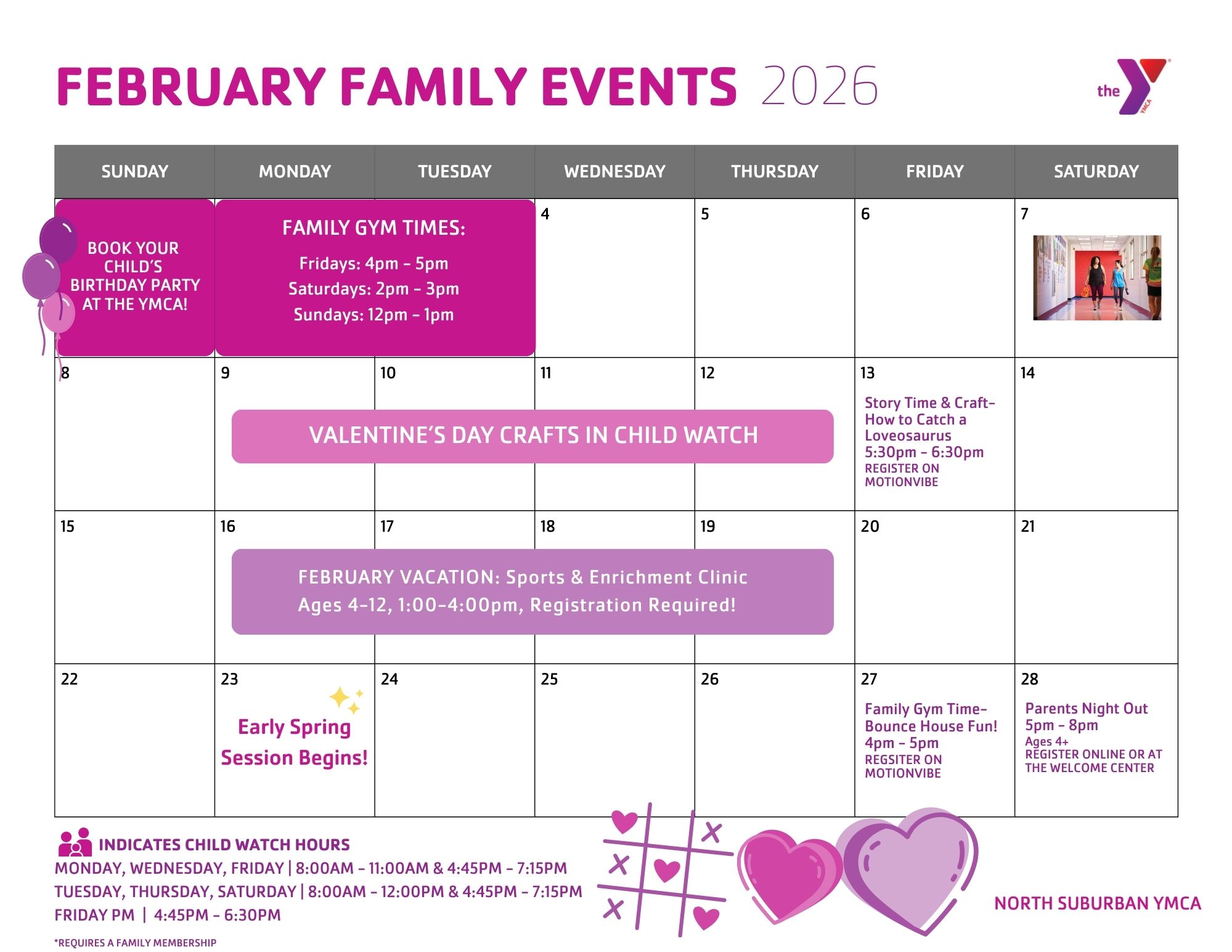 North Suburban ymca family calendar