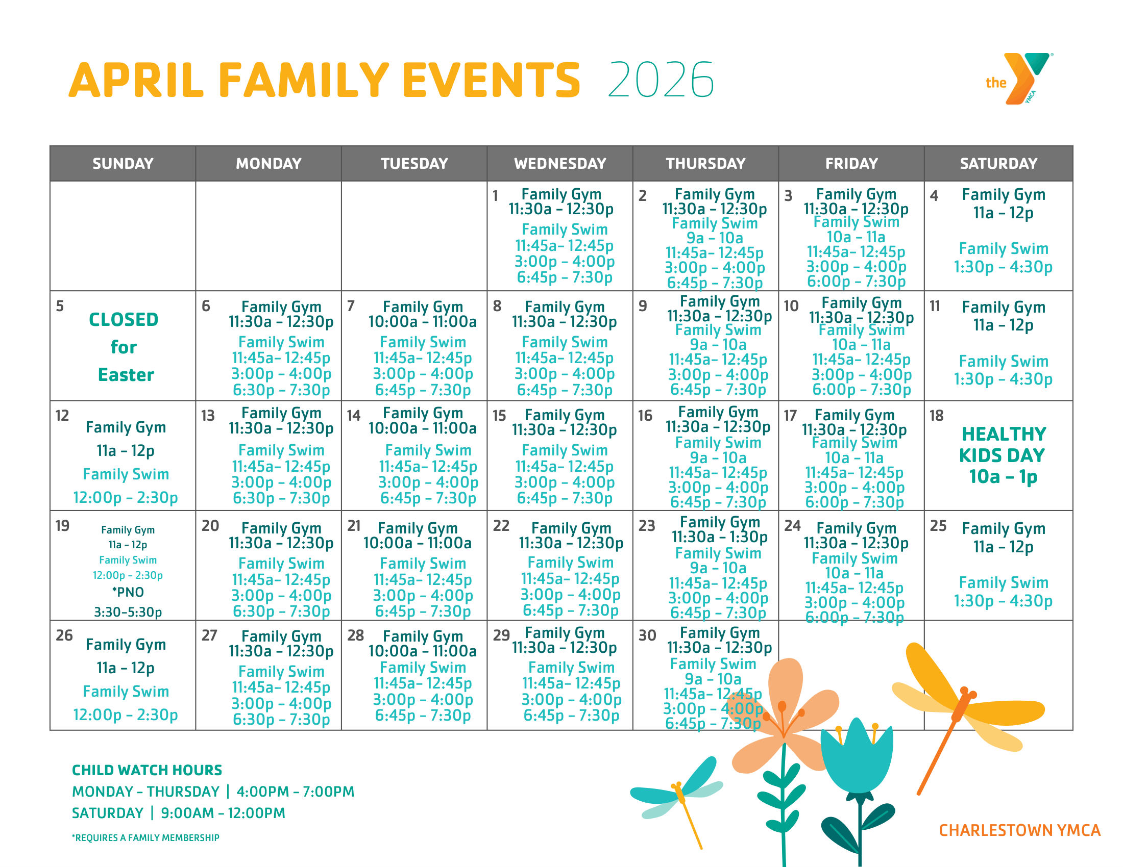 charlestown family calendar