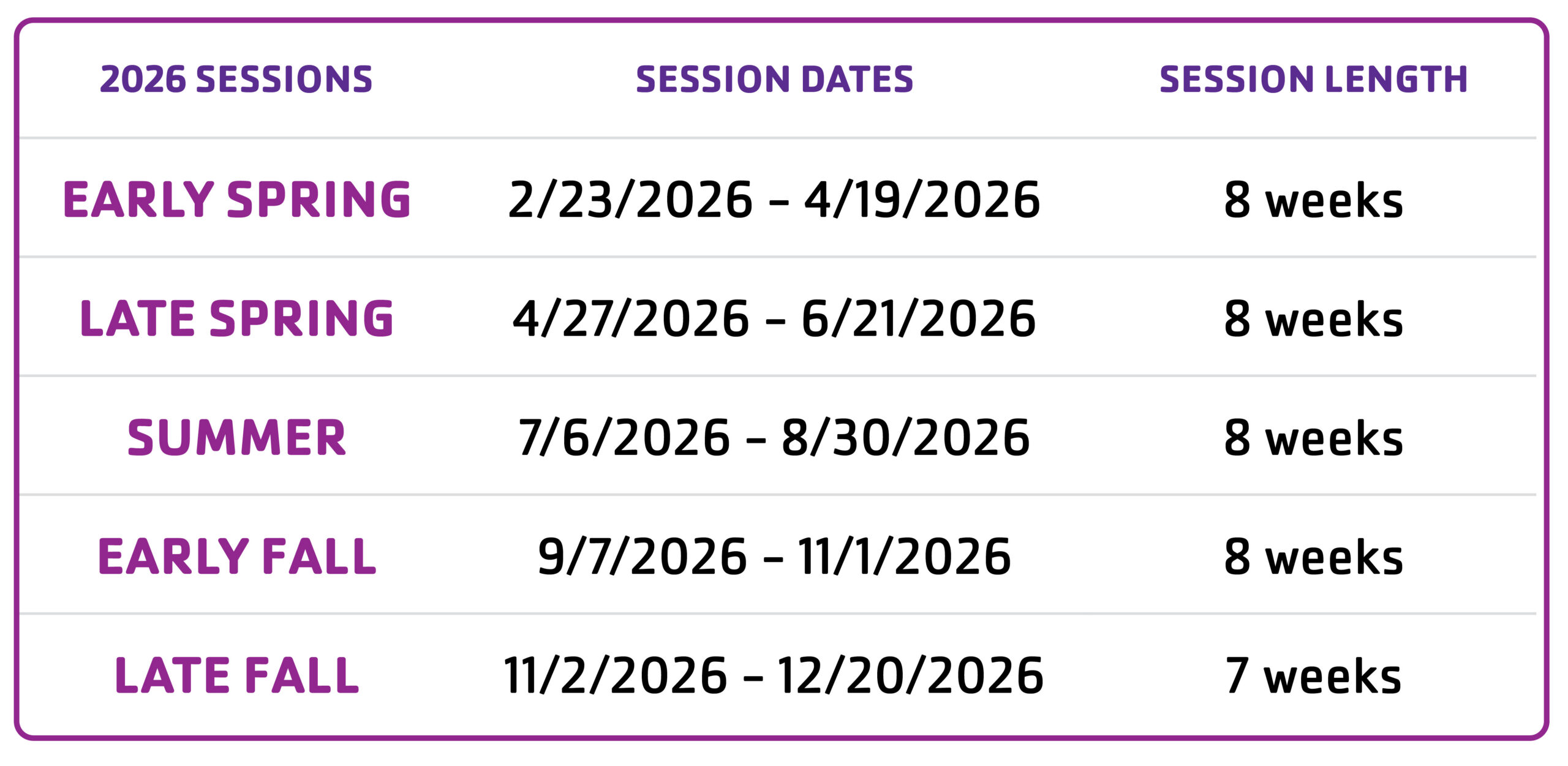 program dates for online registration