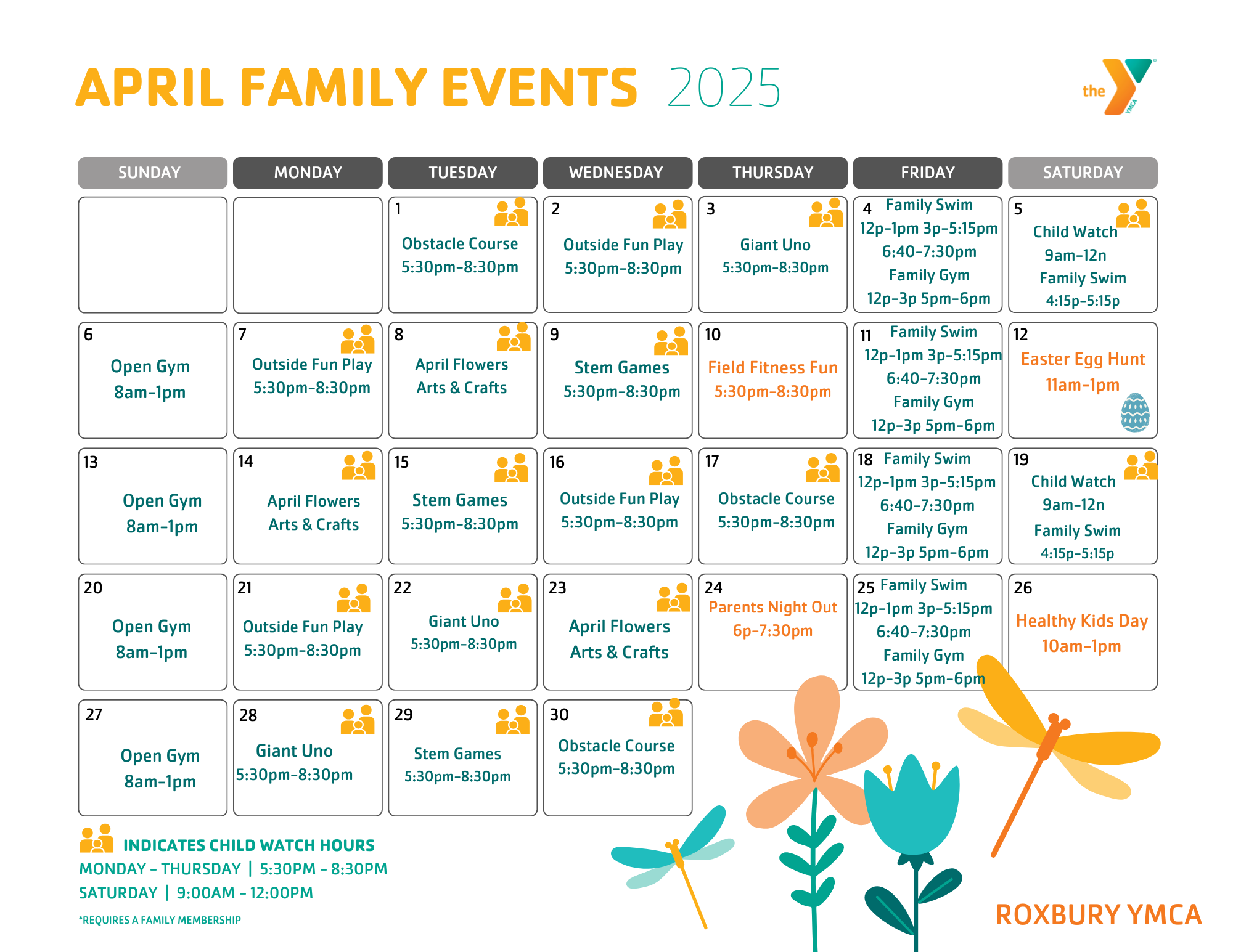 Roxbury family calendar April