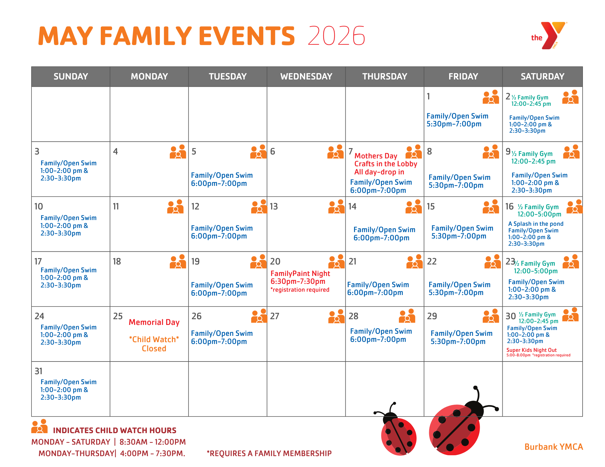 burbank ymca family calendar