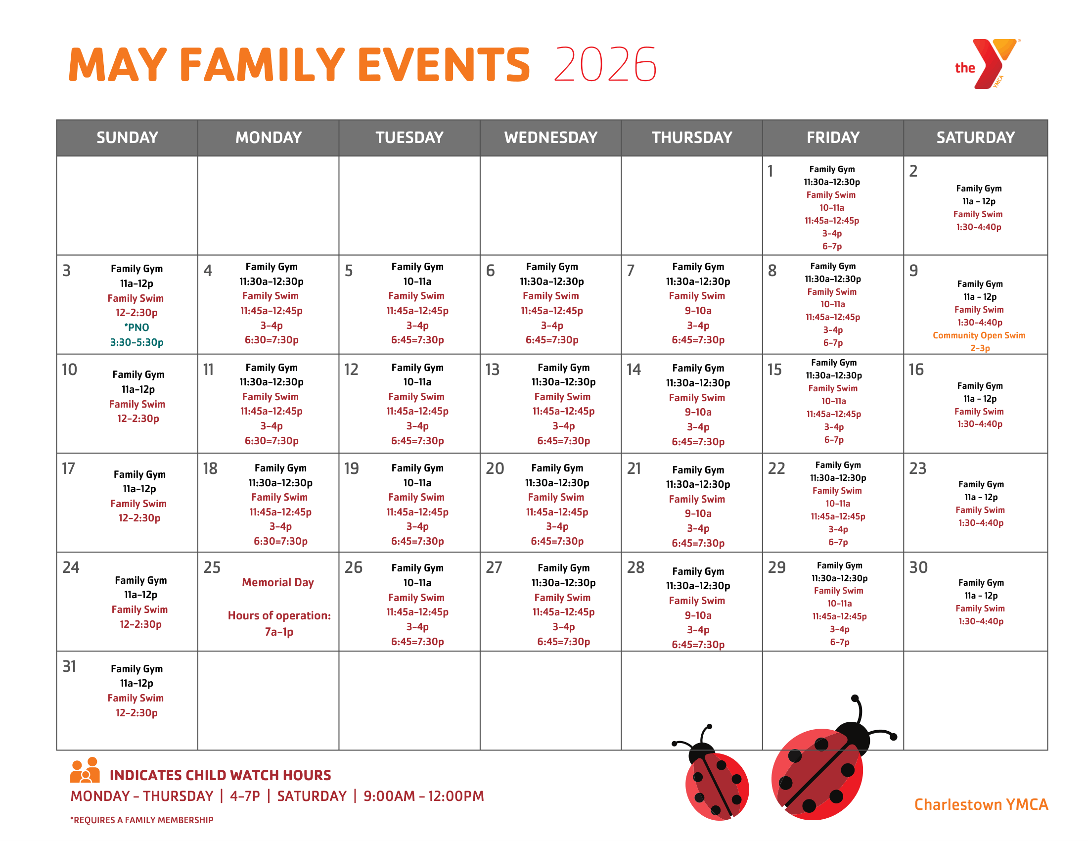 charlestown ymca family calendar