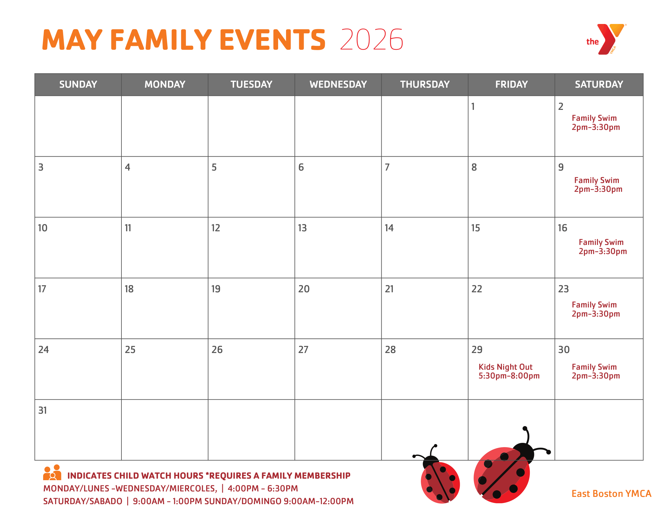 East Boston family calendar