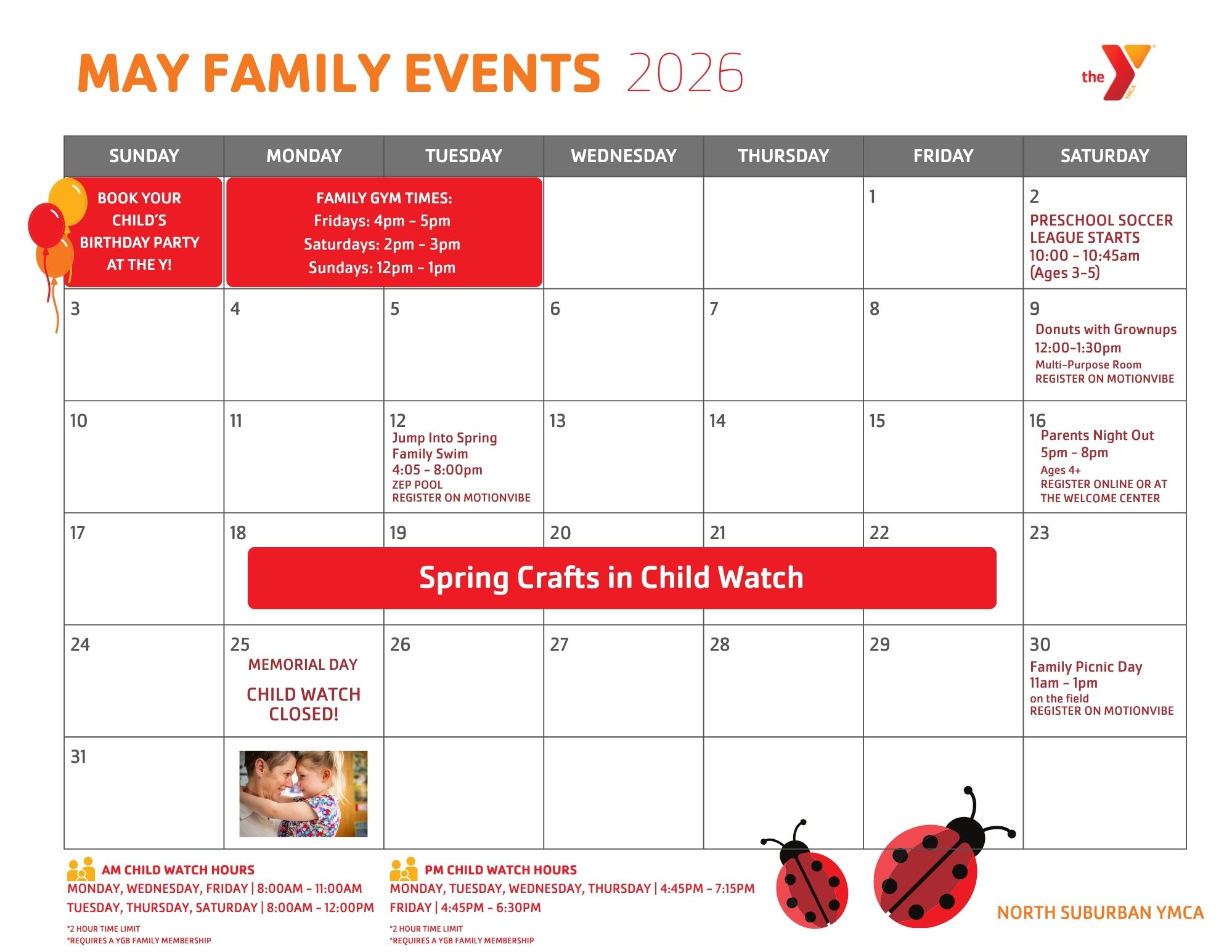 north suburban ymca family calendar