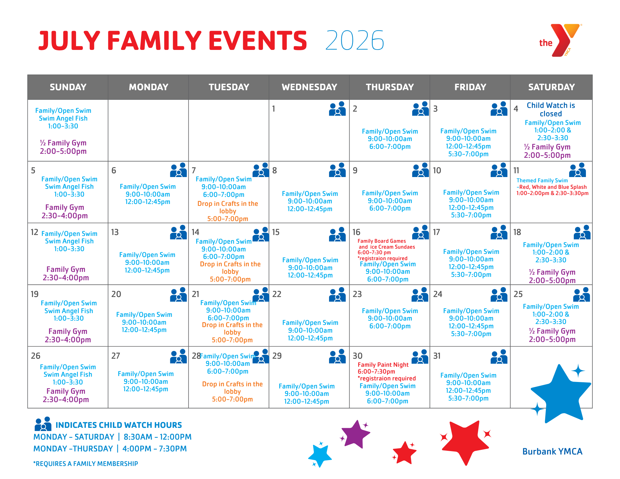 Burbank family calendar
