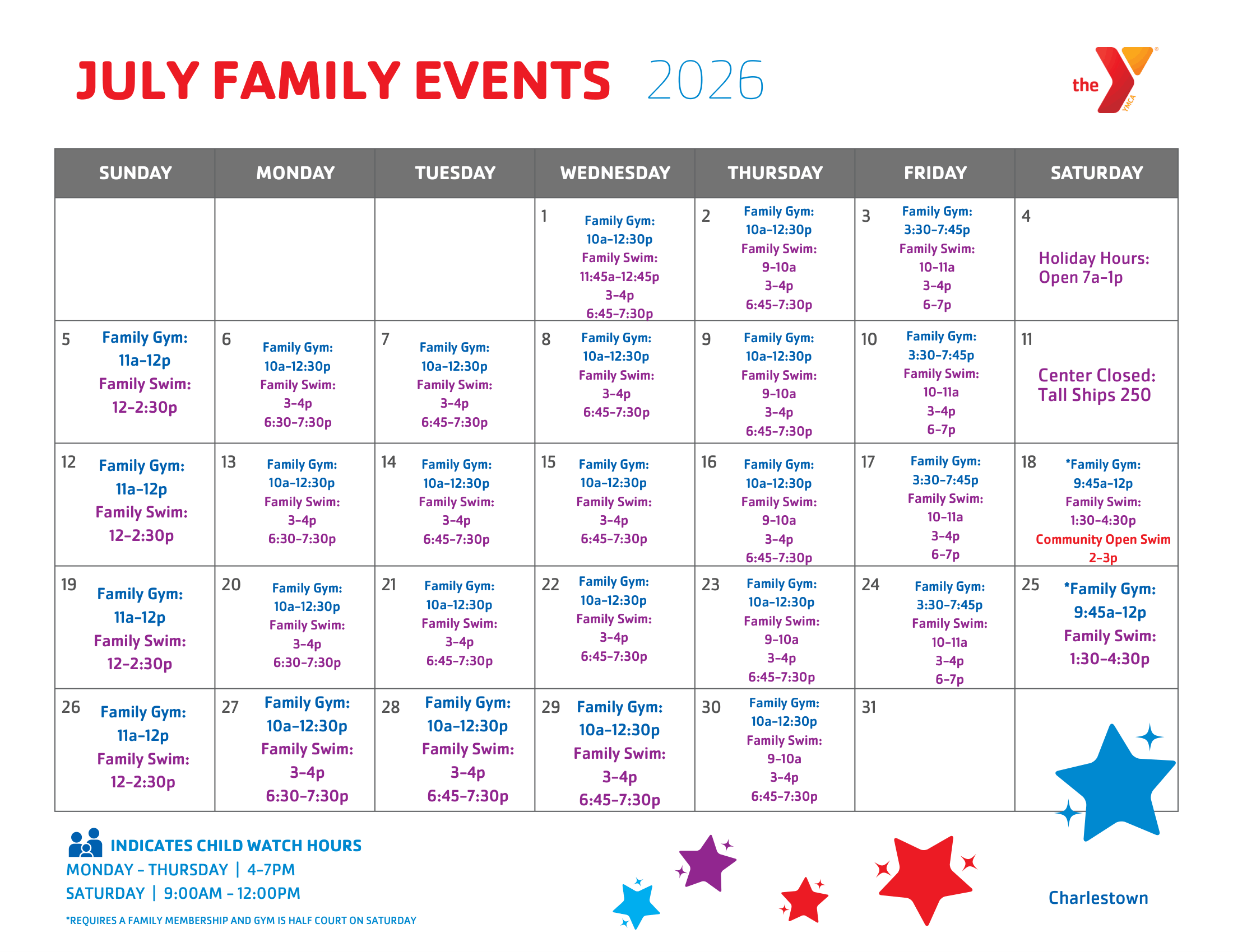 charlestown ymca family calendar