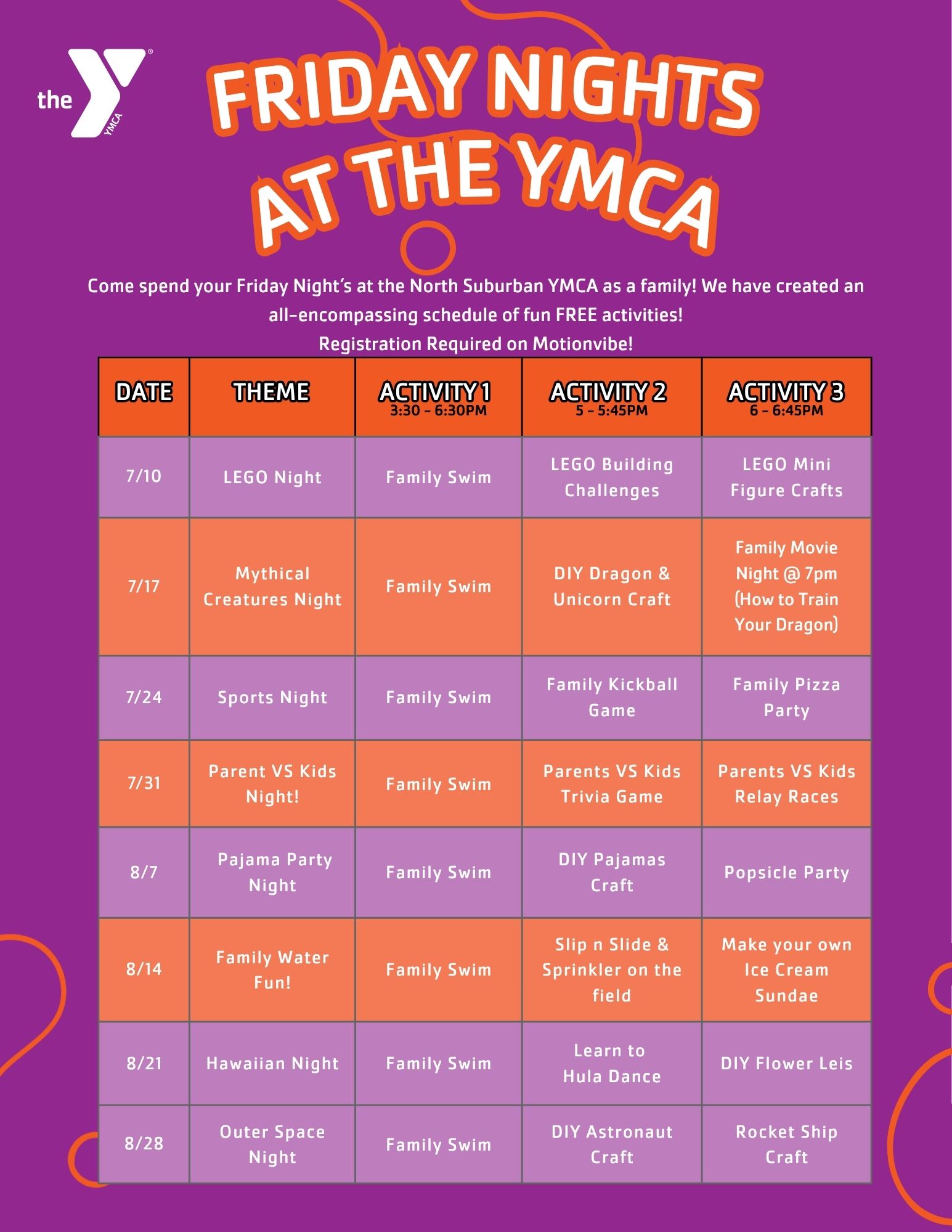 friday night activities at north suburban ymca