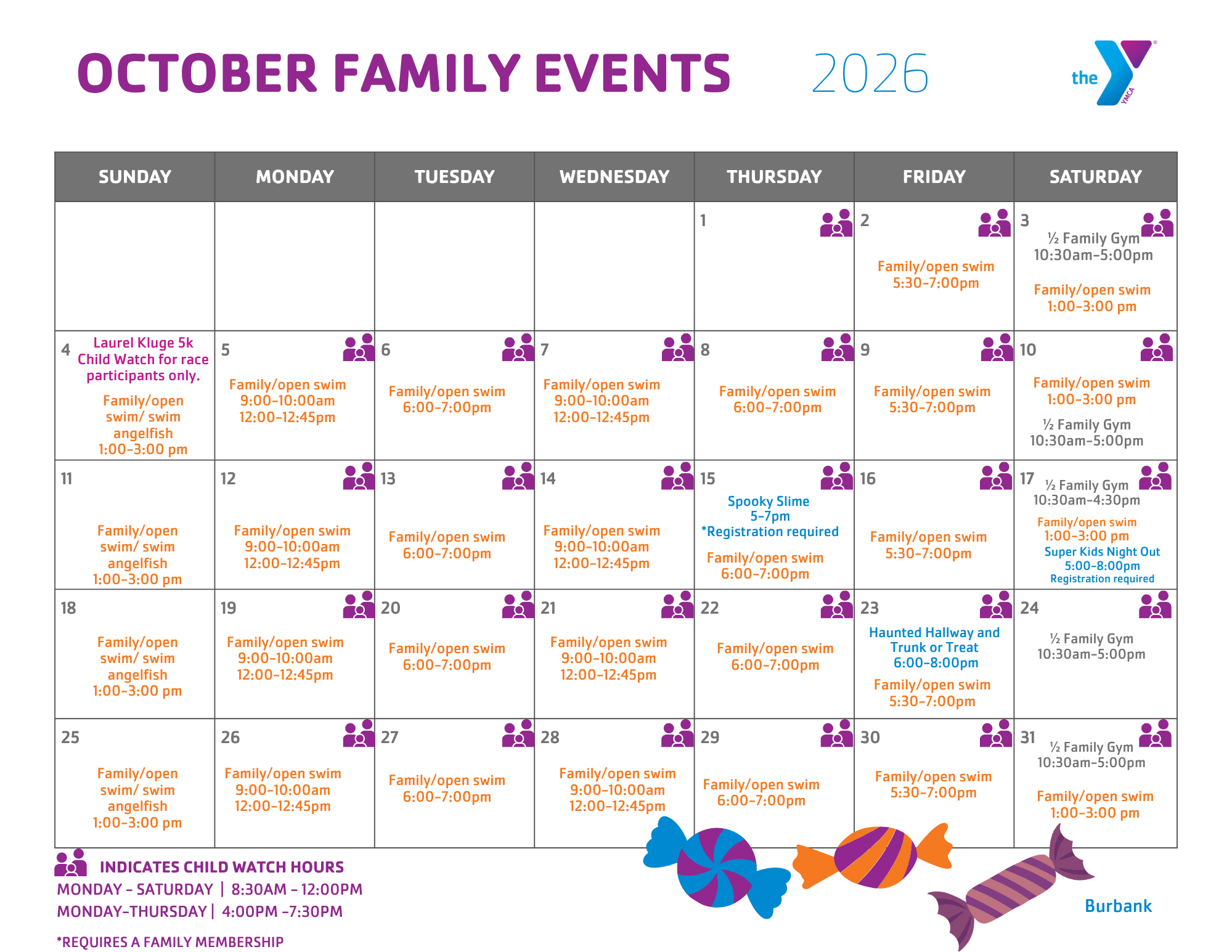 Burbank October Family Calendar