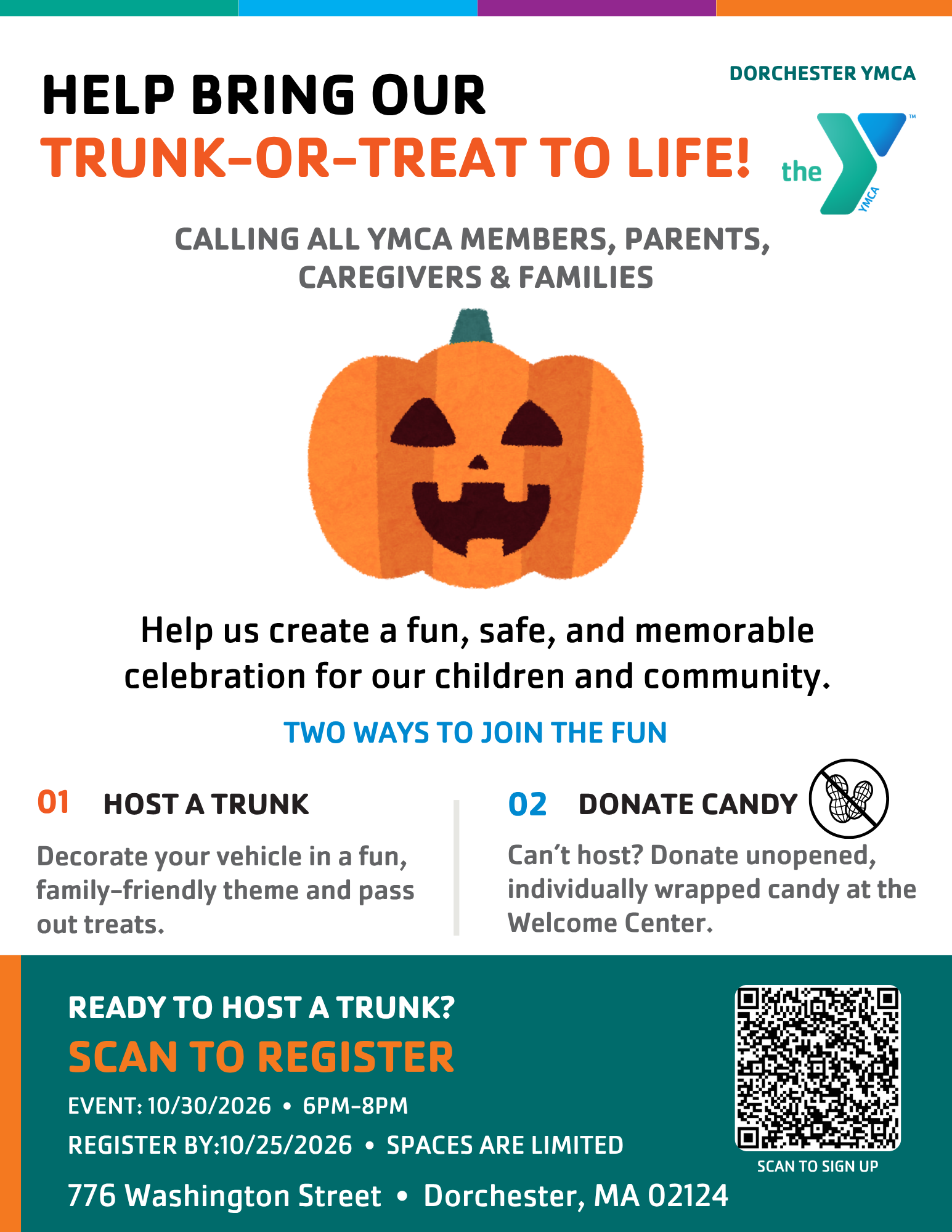 Trunk or Treat flyer for interested members at dorchester ymca